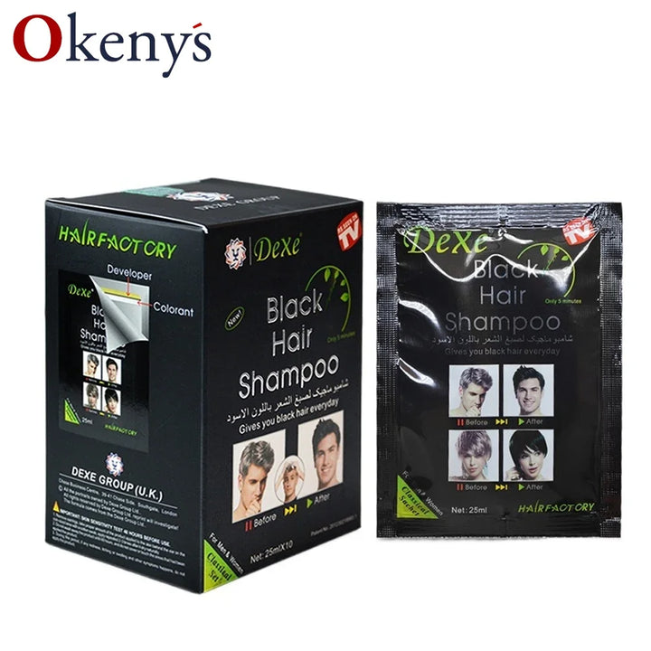 10pcs/lot Dexe Black Hair Dye Shampoo Only
