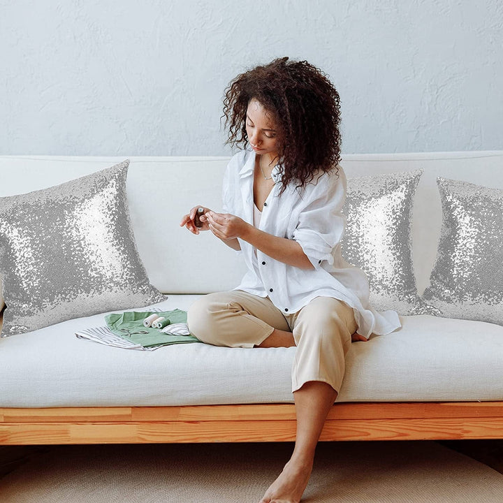 Sequins Sliver Decorative Pillows Pack of 4,18"X18"  Home Decoration BENNYS