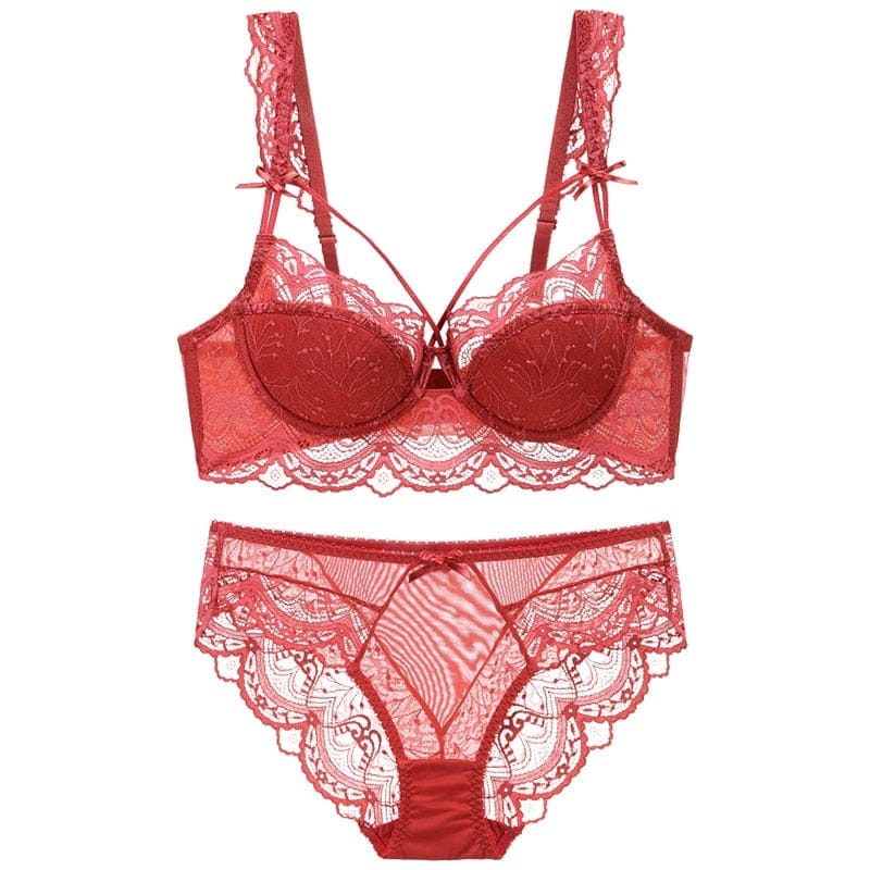 Plus size store red lace underwear