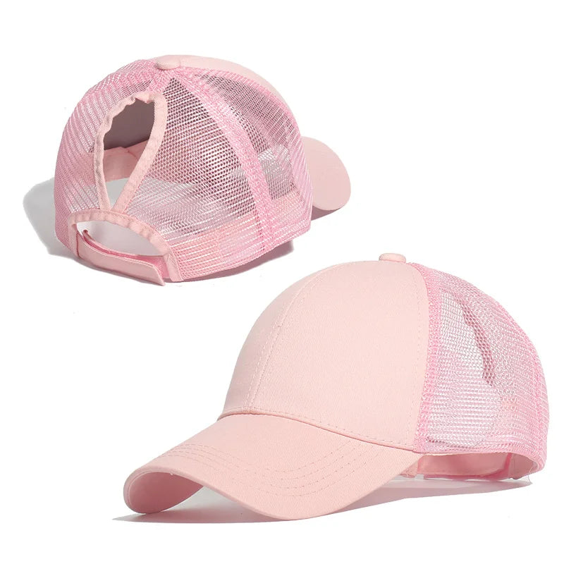 Ponytail Baseball Cap Summer Women  Adjustable Simple Fashionable  Cap