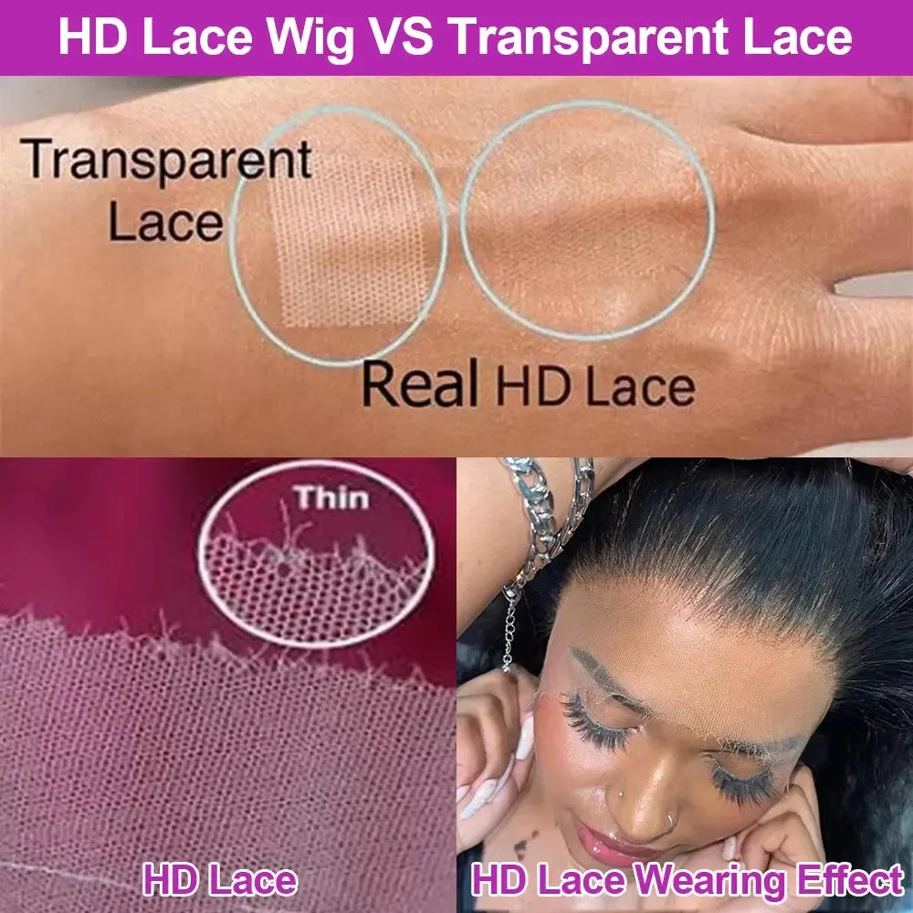 Full 360 Hd Lace Front Wig Kinky Yaki Straight HD Transparent Lace Front Wig