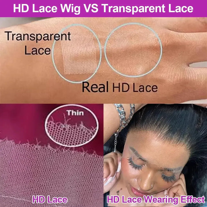 Full 360 Hd Lace Front Wig Kinky Yaki Straight HD Transparent Lace Front Wig