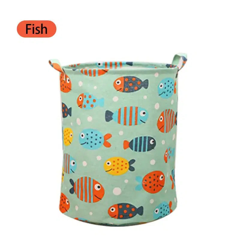Cotton Linen Dirty Laundry Basket Foldable Round Waterproof Organizer Bags-bag-Bennys Beauty World