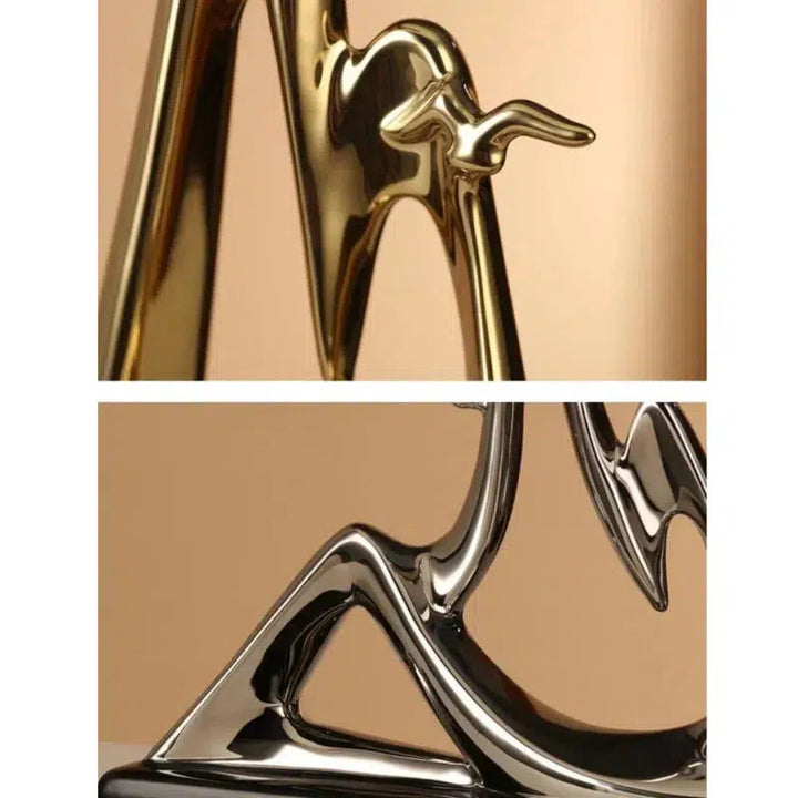 Ceramic Crafts Abstract Geometric Sculpture Hollow Out Gold Mountain Decorative Figurines Home Decoration Accessories-Arlik interiors