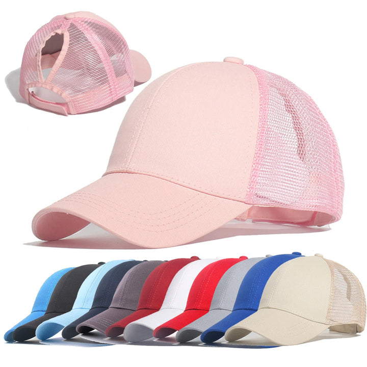 Ponytail Baseball Cap Summer Women  Adjustable Simple Fashionable  Cap