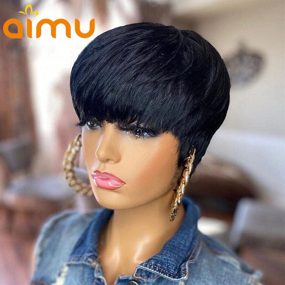 Short black 2024 pixie cut wig