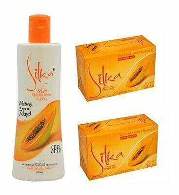 Silka Set ( Silka Papaya Soap & Lotion ) Natural Herbal Whitening