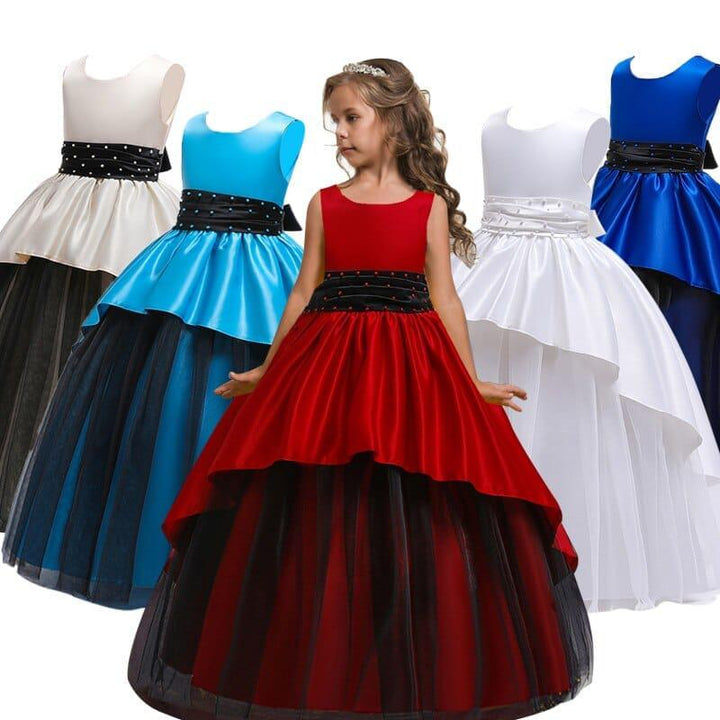Sleeveless Princess Trailing Girl in Pink Dress Christmas Party Kids Costume BENNYS
