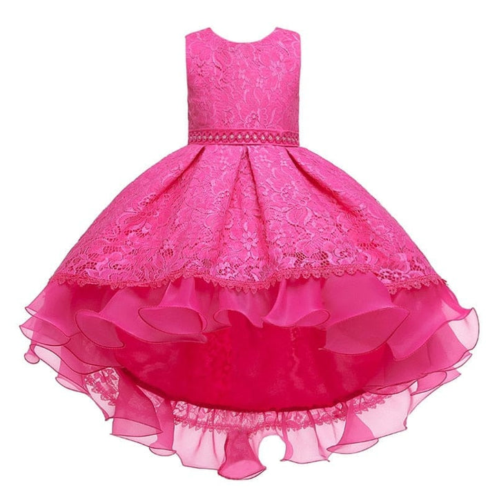 Sleeveless Princess Trailing Girl in Pink Dress Christmas Party Kids Costume BENNYS
