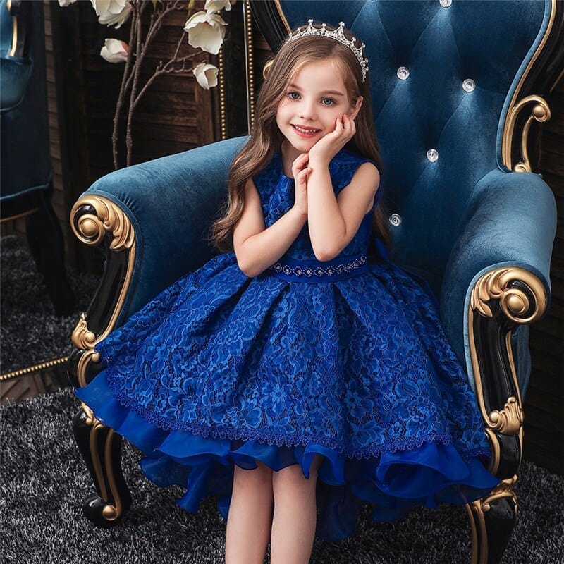 Sleeveless Princess Trailing Girl in Pink Dress Christmas Party Kids Costume BENNYS
