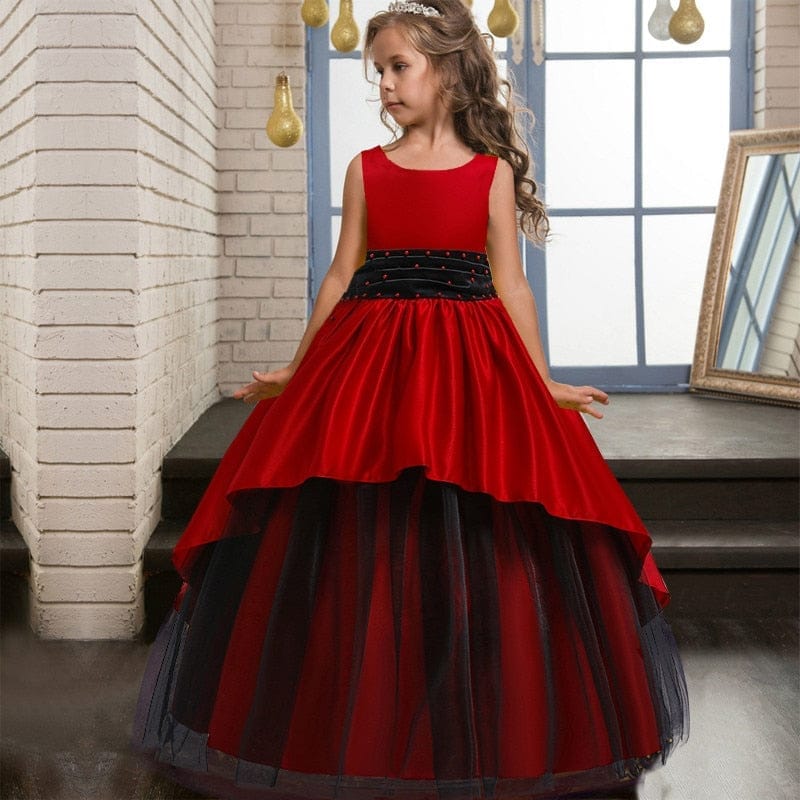 Sleeveless Princess Trailing Girl in Pink Dress Christmas Party Kids Costume BENNYS