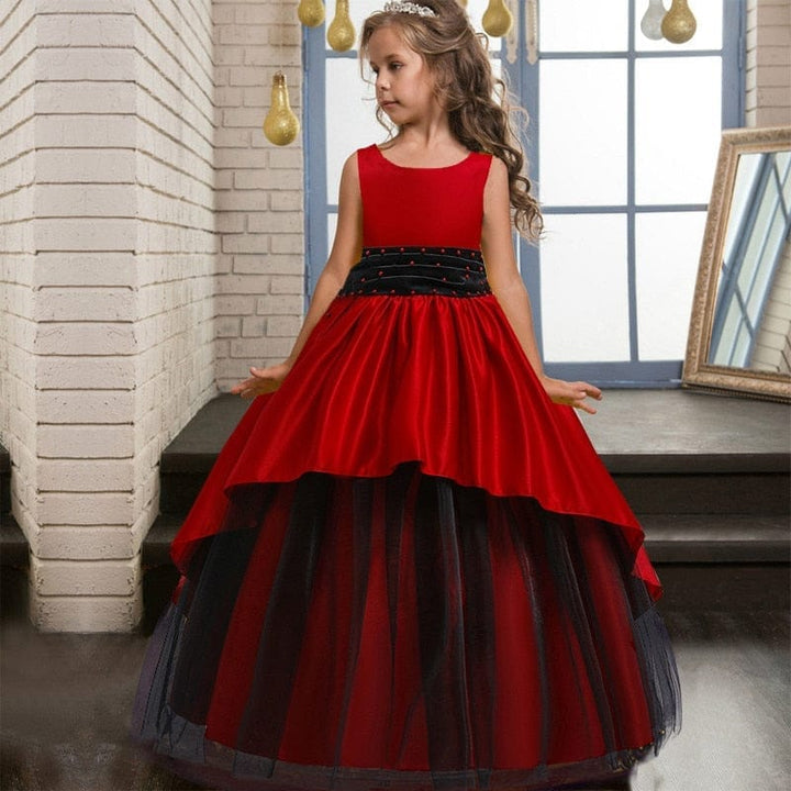 Sleeveless Princess Trailing Girl in Pink Dress Christmas Party Kids Costume BENNYS