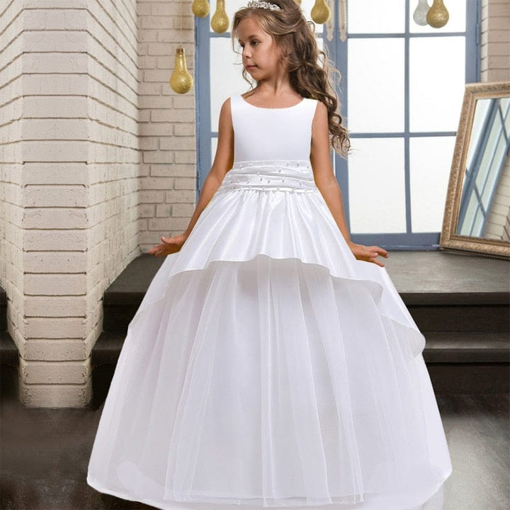 Sleeveless Princess Trailing Girl in Pink Dress Christmas Party Kids Costume BENNYS