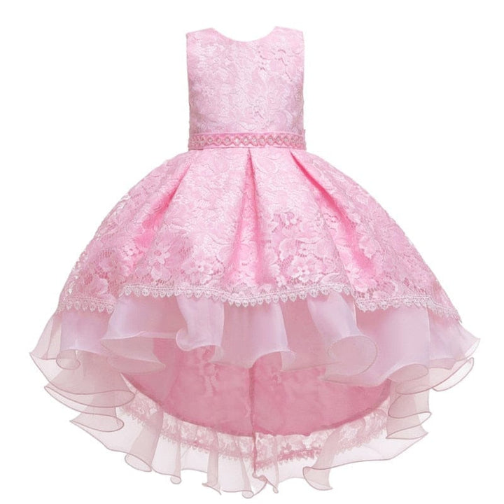 Sleeveless Princess Trailing Girl in Pink Dress Christmas Party Kids Costume BENNYS