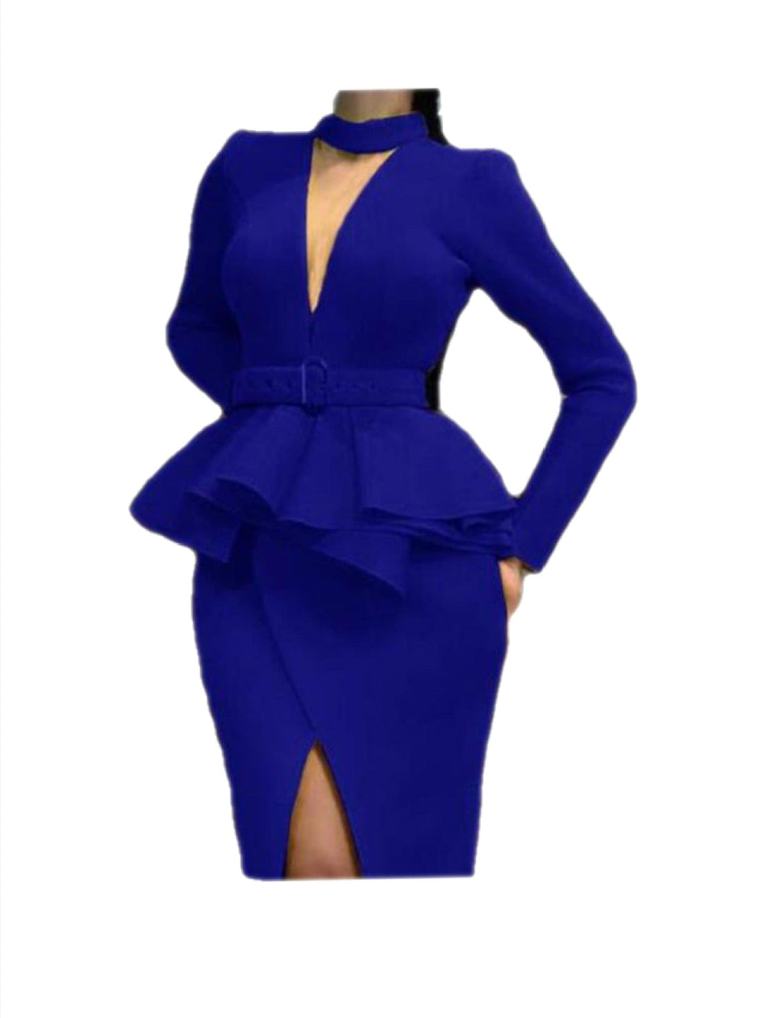 Space layer V-neck slit bag hip dress BENNYS