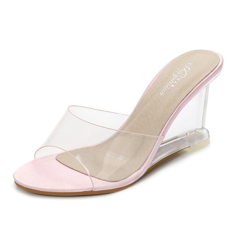 Summer New Women Slippers PVC Jelly Crystal Heels BENNYS
