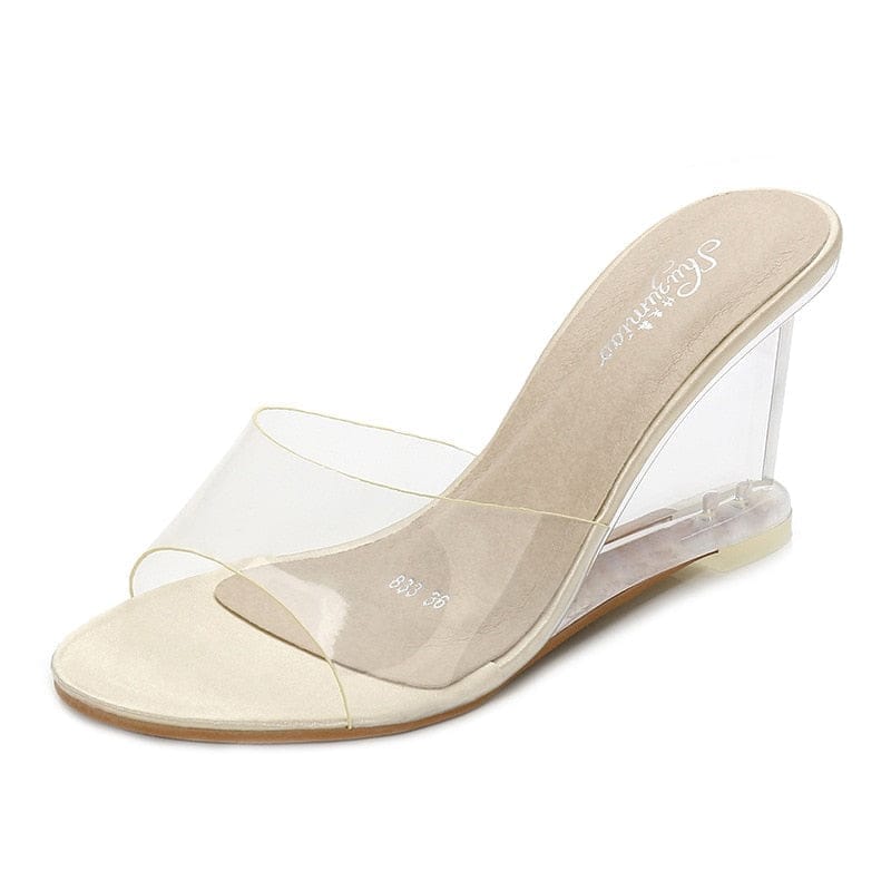 Summer New Women Slippers PVC Jelly Crystal Heels BENNYS
