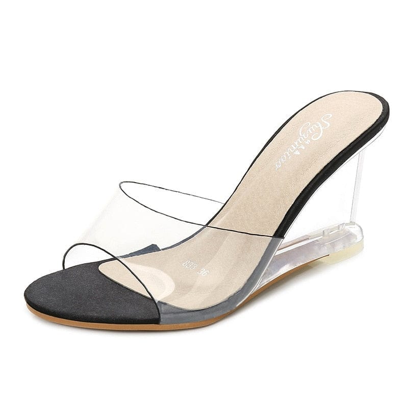 Summer New Women Slippers PVC Jelly Crystal Heels BENNYS