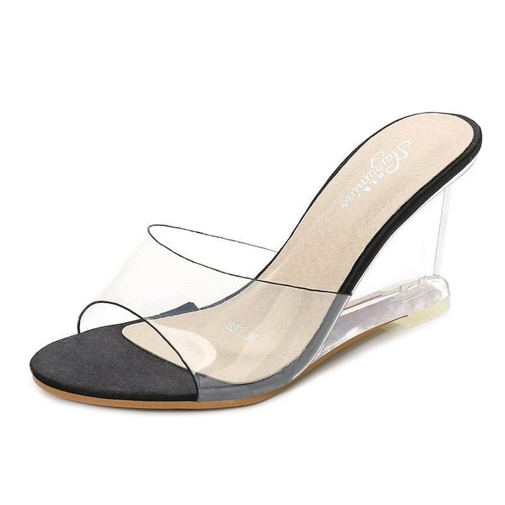 Summer New Women Slippers PVC Jelly Crystal Heels BENNYS
