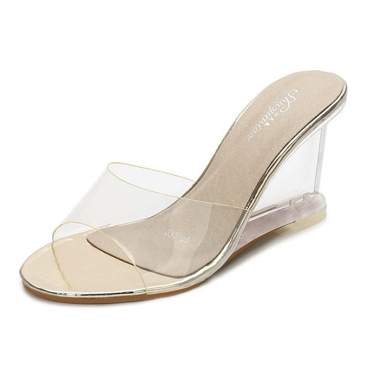 Summer New Women Slippers PVC Jelly Crystal Heels BENNYS