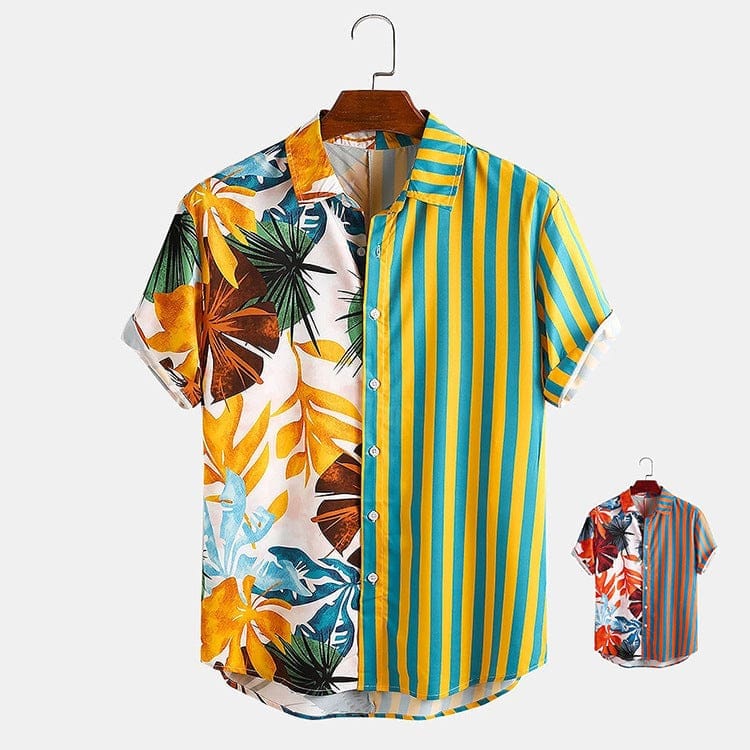 Summer Striped Print Short-Sleeved Shirt For Men BENNYS
