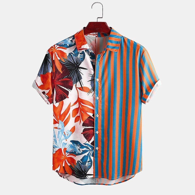 Summer Striped Print Short-Sleeved Shirt For Men BENNYS