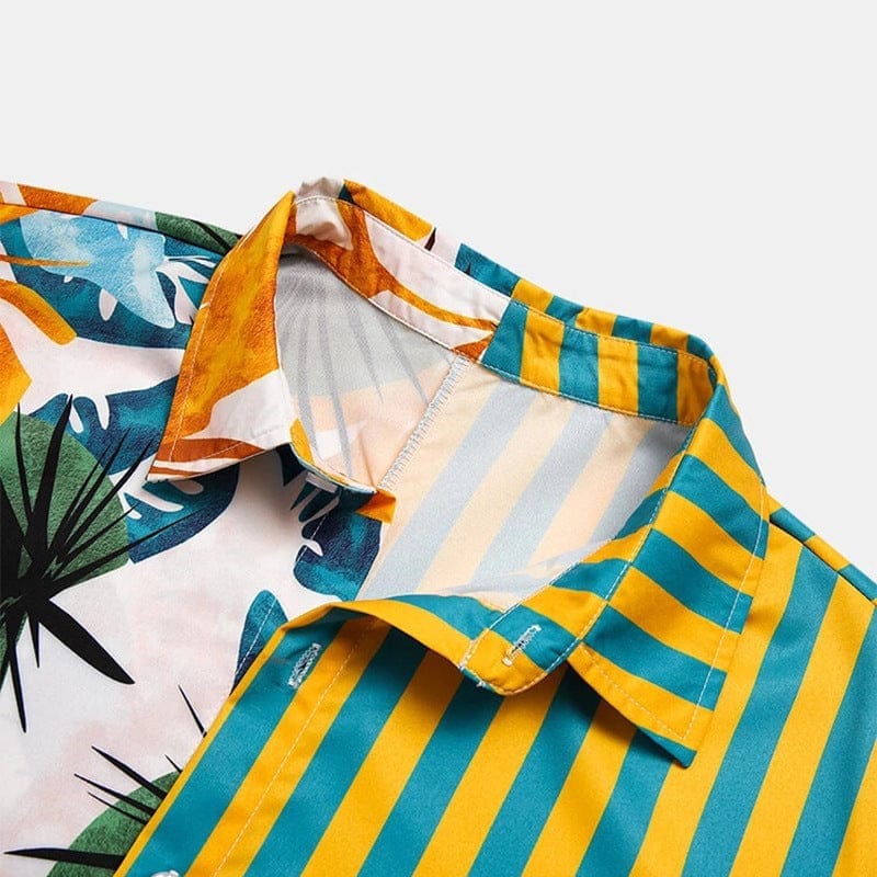 Summer Striped Print Short-Sleeved Shirt For Men BENNYS