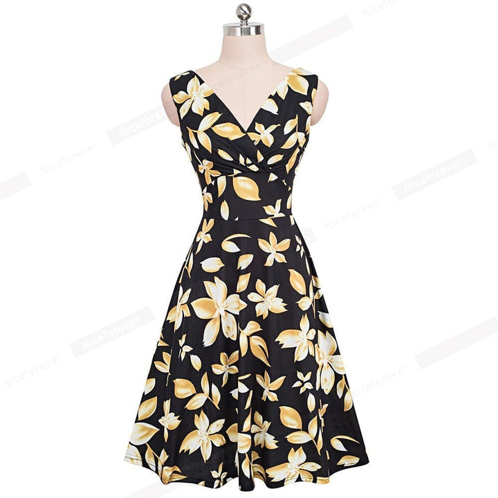 Summer Women Retro Floral Print Sleeveless Dresses BENNYS