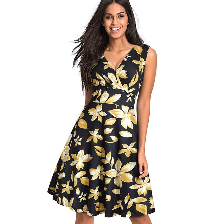 Summer Women Retro Floral Print Sleeveless Dresses BENNYS