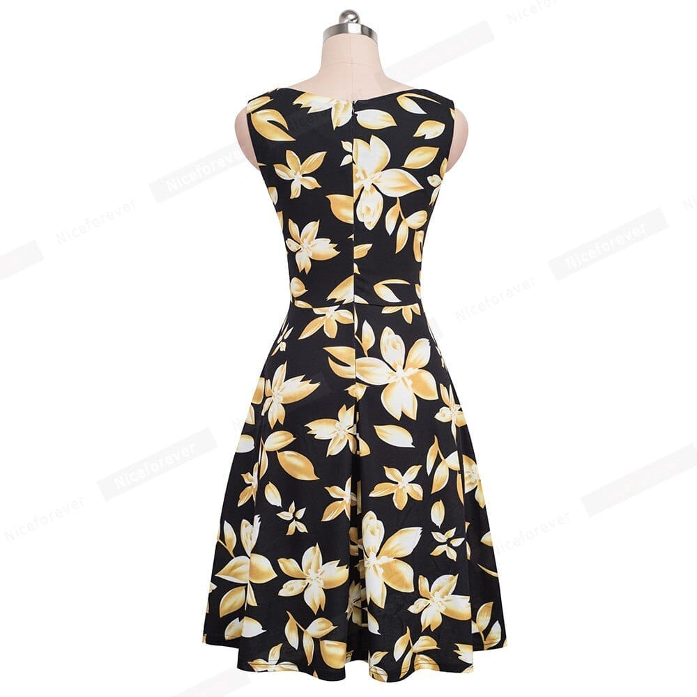 Summer Women Retro Floral Print Sleeveless Dresses BENNYS