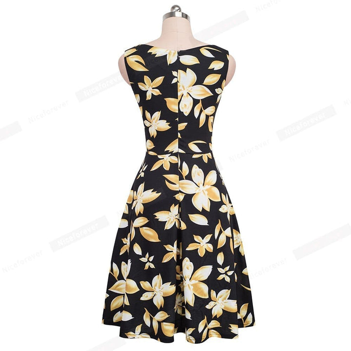 Summer Women Retro Floral Print Sleeveless Dresses BENNYS