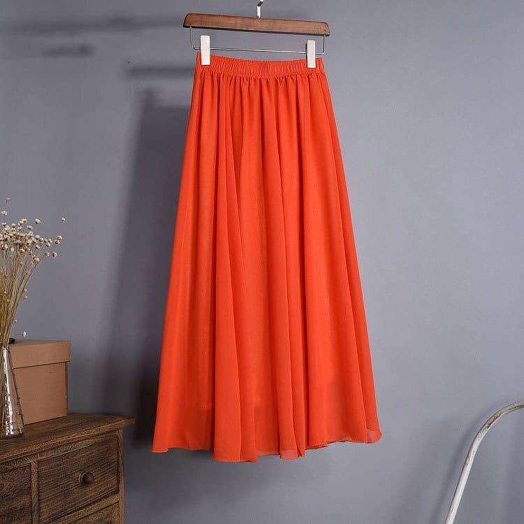 Summer Women's Maxi Skirt Two Layer Boho High Waist Skirt BENNYS