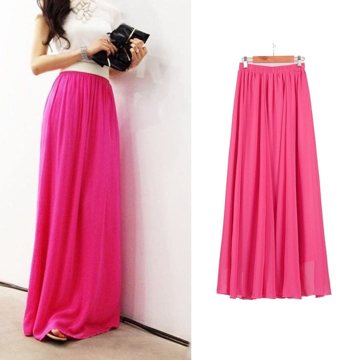 Summer Women's Maxi Skirt Two Layer Boho High Waist Skirt BENNYS