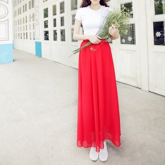 Summer Women's Maxi Skirt Two Layer Boho High Waist Skirt BENNYS