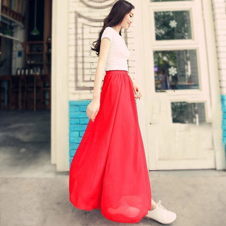 Summer Women's Maxi Skirt Two Layer Boho High Waist Skirt BENNYS