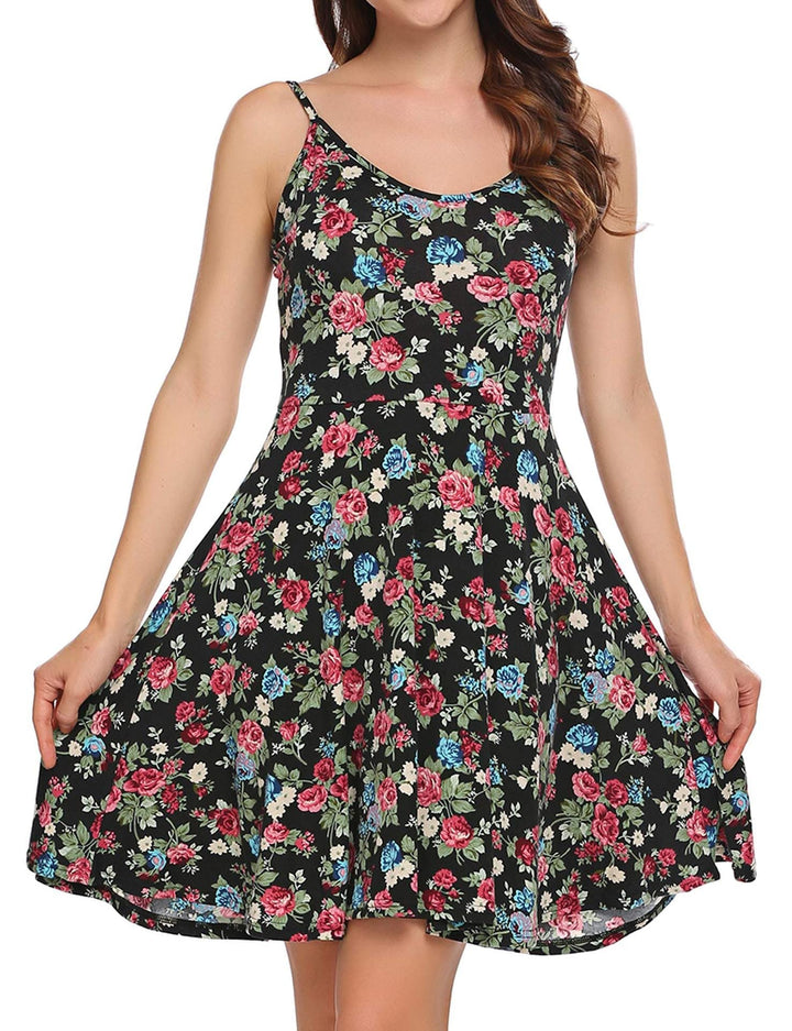 Sunflower Floral Print Mini Floral Skirt Princess Dress BENNYS
