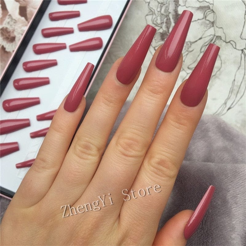 Super Long Fake Nails Coffin Glossy Artificial Press On Nails BENNYS