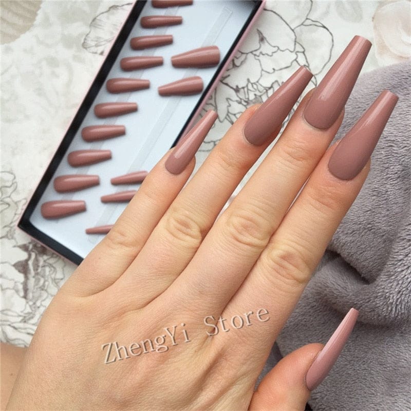 Super Long Fake Nails Coffin Glossy Artificial Press On Nails BENNYS