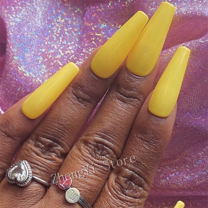 Super Long Fake Nails Coffin Glossy Artificial Press On Nails BENNYS