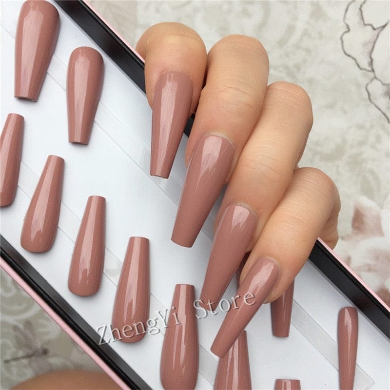 Super Long Fake Nails Coffin Glossy Artificial Press On Nails BENNYS