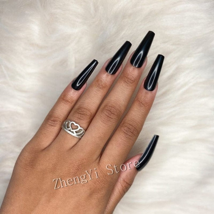Super Long Fake Nails Coffin Glossy Artificial Press On Nails BENNYS