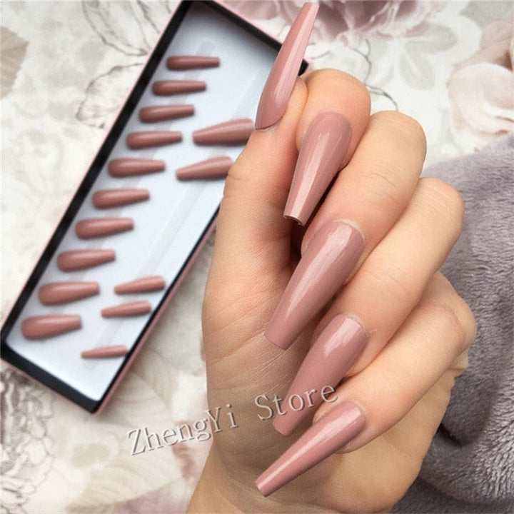 Super Long Fake Nails Coffin Glossy Artificial Press On Nails BENNYS