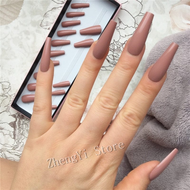 Super Long Fake Nails Coffin Glossy Artificial Press On Nails BENNYS