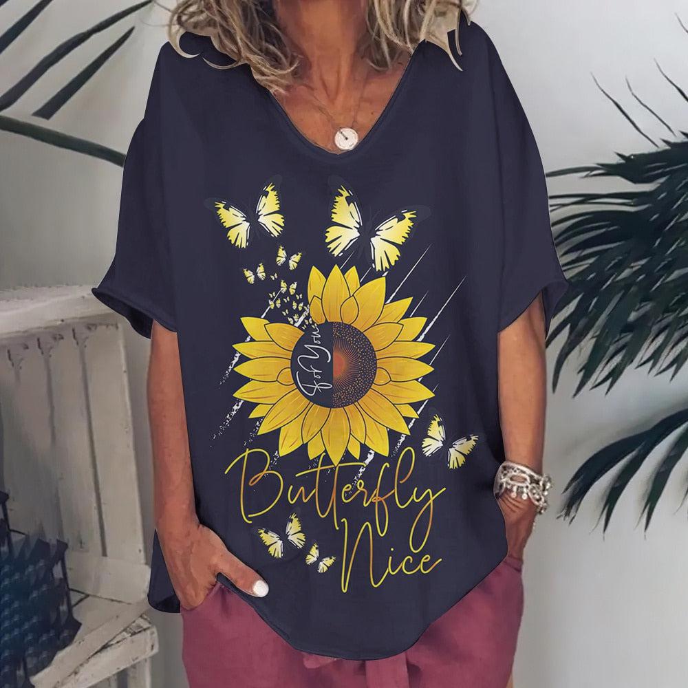 T-Shirt For Women Love Print Short Sleeve Tops BENNYS
