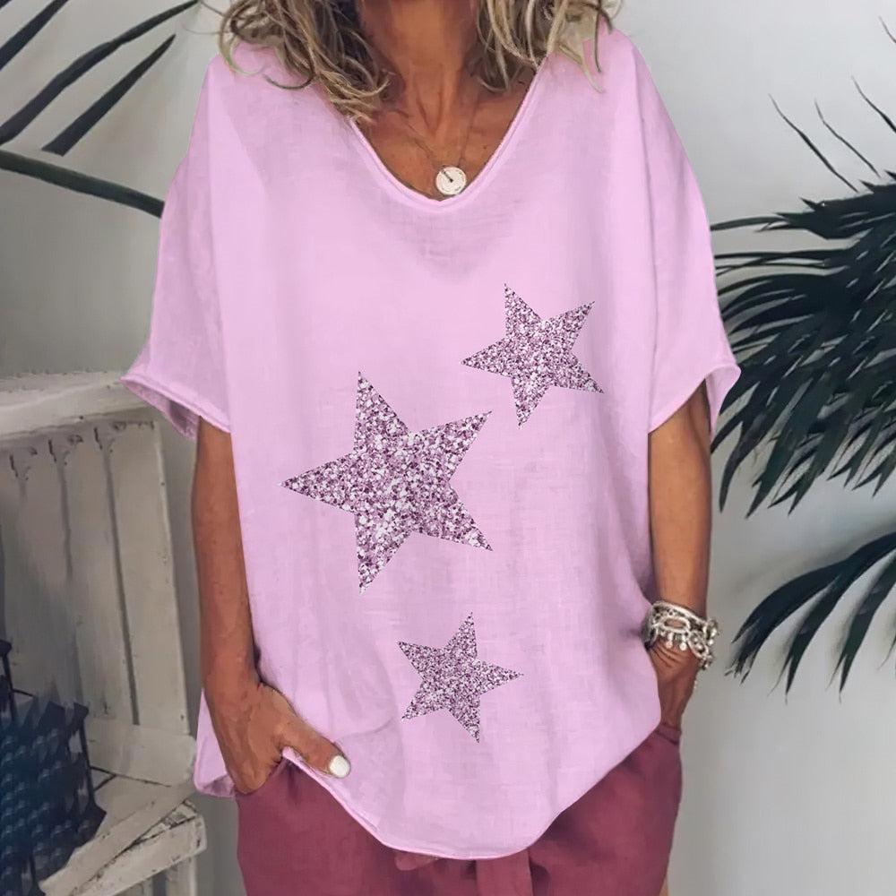 T-Shirt For Women Love Print Short Sleeve Tops BENNYS