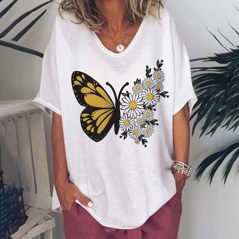 T-Shirt For Women Love Print Short Sleeve Tops BENNYS