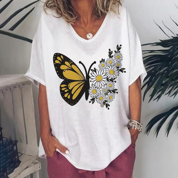 T-Shirt For Women Love Print Short Sleeve Tops BENNYS