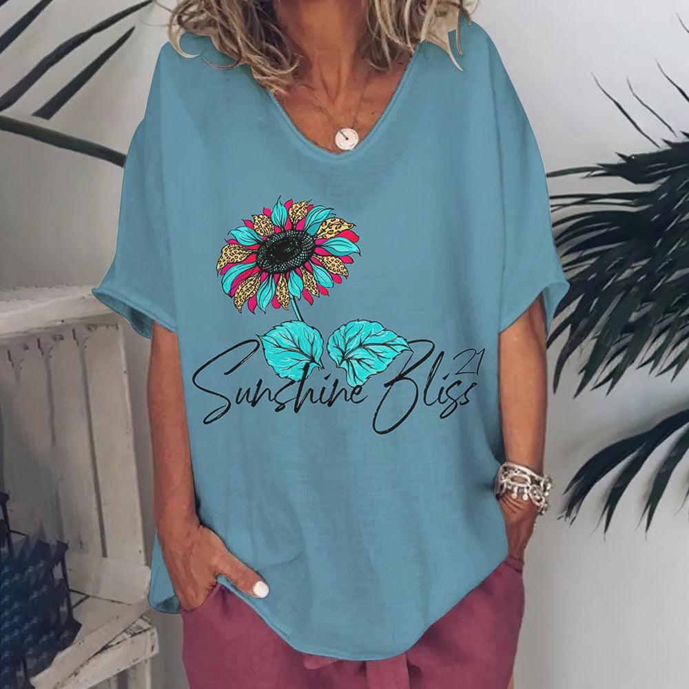 T-Shirt For Women Love Print Short Sleeve Tops BENNYS