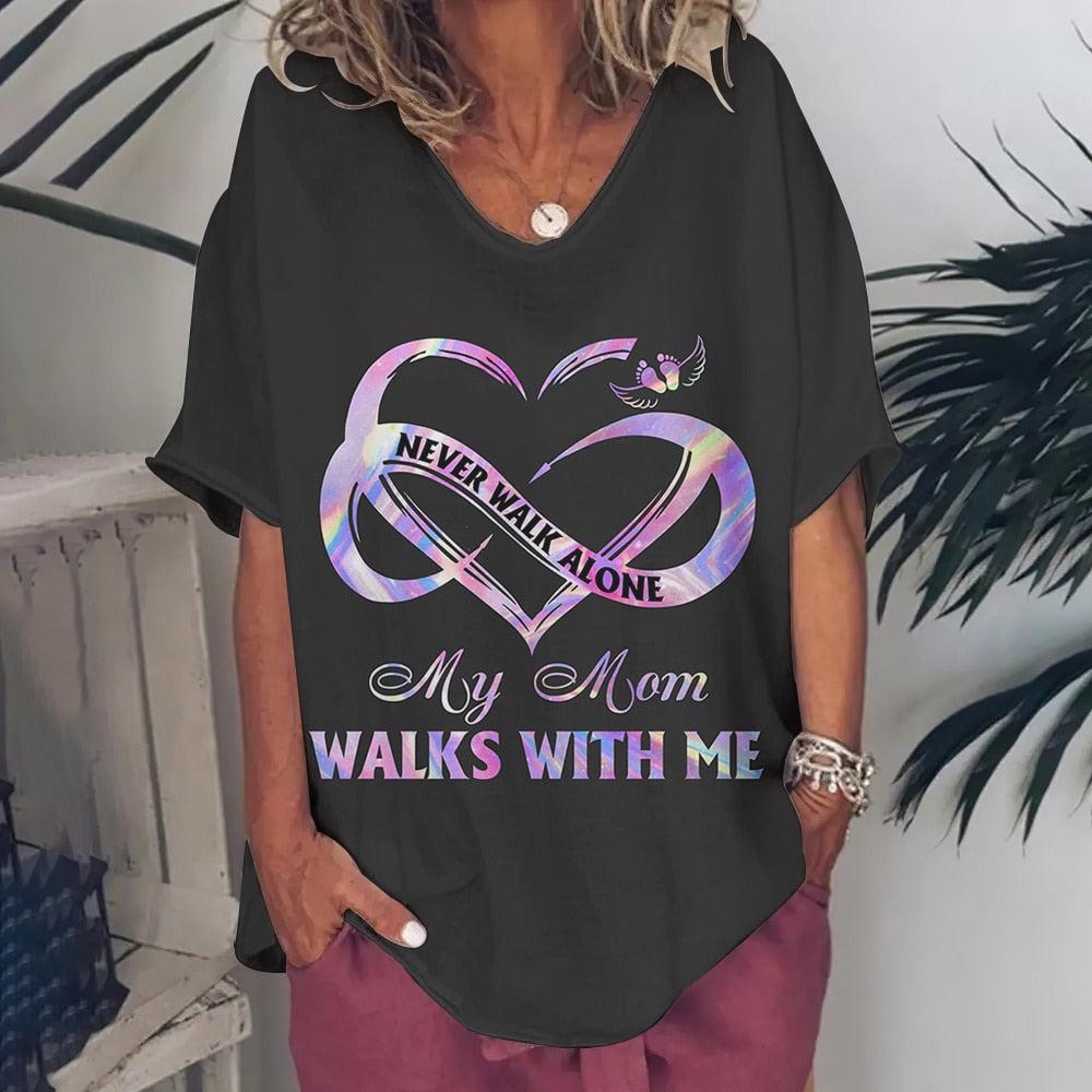 T-Shirt For Women Love Print Short Sleeve Tops BENNYS