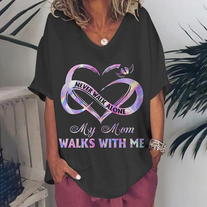 T-Shirt For Women Love Print Short Sleeve Tops BENNYS